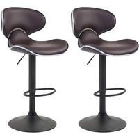 BARHOCKER 2er Set Lederlook braun - Schwarz/Braun, Textil/Metall (46/88/49cm) - CLP