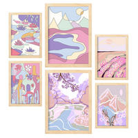 POSTER Set Mit 6 Ungestörte Natur A3 & A4 Rahmen Aus Hellem Holz - Beige, Papier (29/3cm) - Nacnic