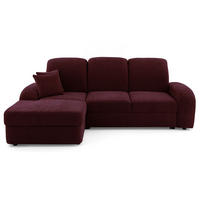 ECKSOFA VIBE S Links mit Schlaffunktion 130x202 Chenille Bordeaux - Bordeaux/Schwarz, Holz/Kunststoff (255/156cm) - Muffo