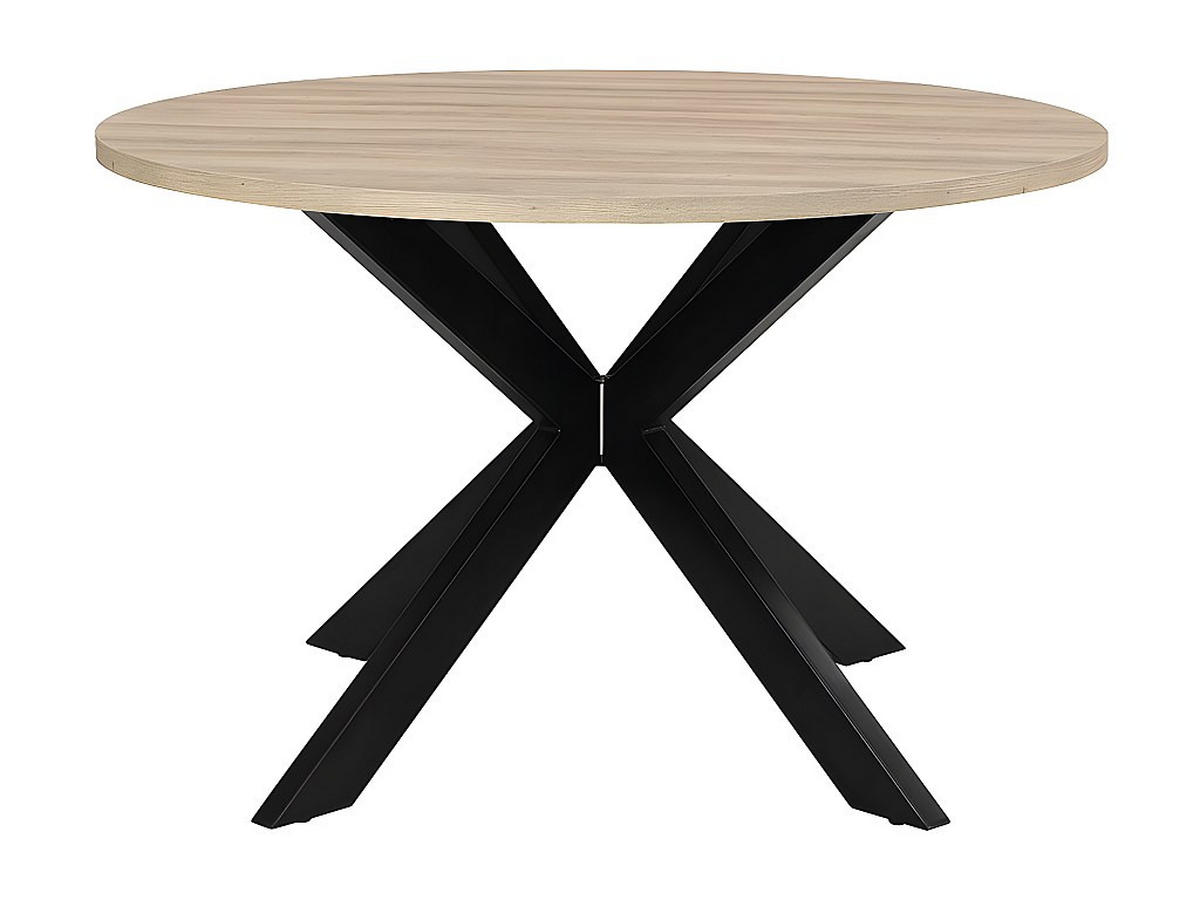 ESSTISCH - 4 Personen - MDF & Metall - Eichefarben & Schwarz - TILKI - Naturfarben, Holz (120/120/77.5cm) - Vente-Unique