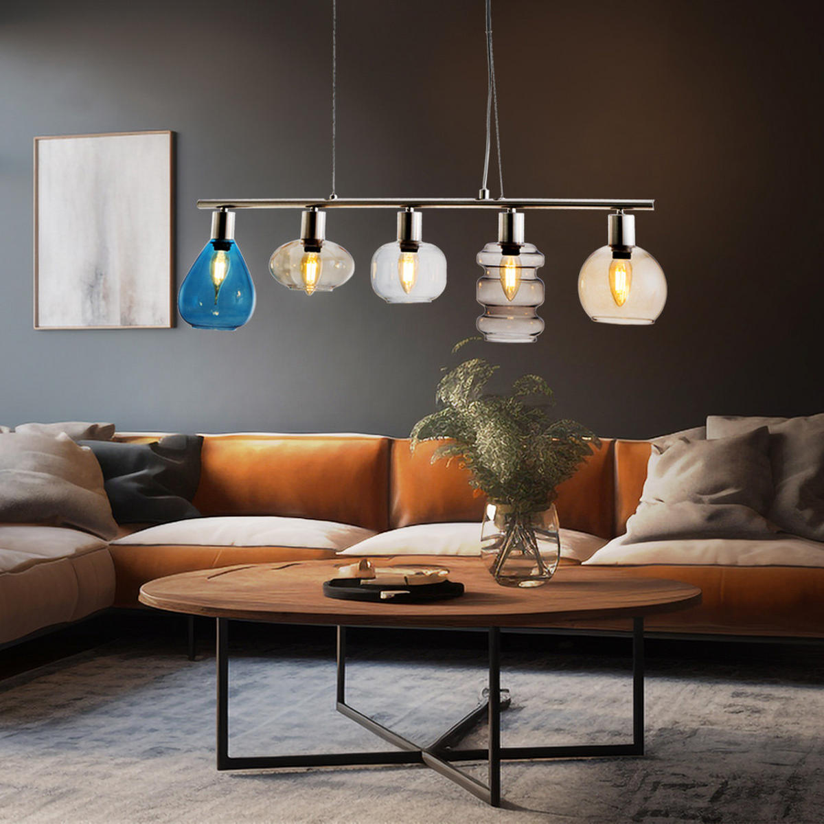 HÄNGELEUCHTE Pesaro Bunt Silber - Multicolor, Glas (13/80/150cm)