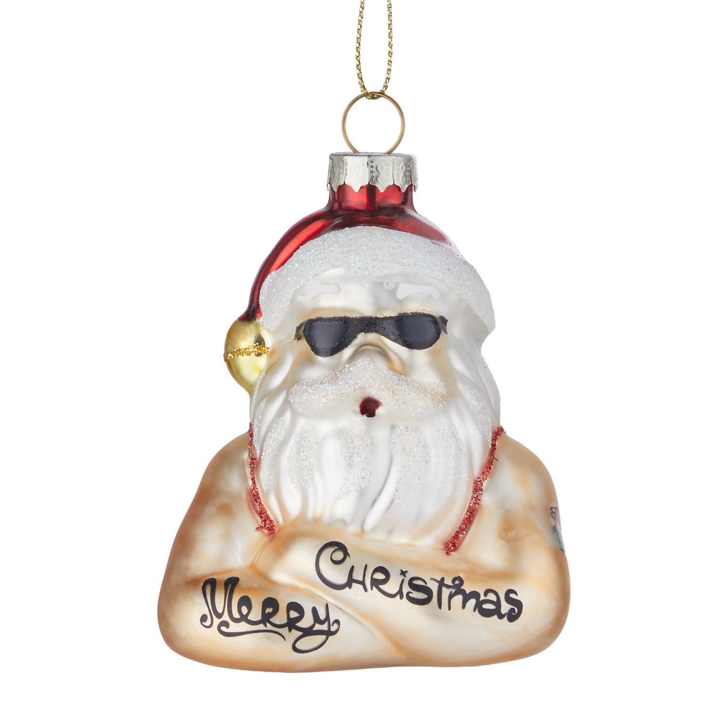 BAUMANHÄNGER HANG ON Santa mit Tattoos - Rot, Glas (5/8/6cm) - Butlers