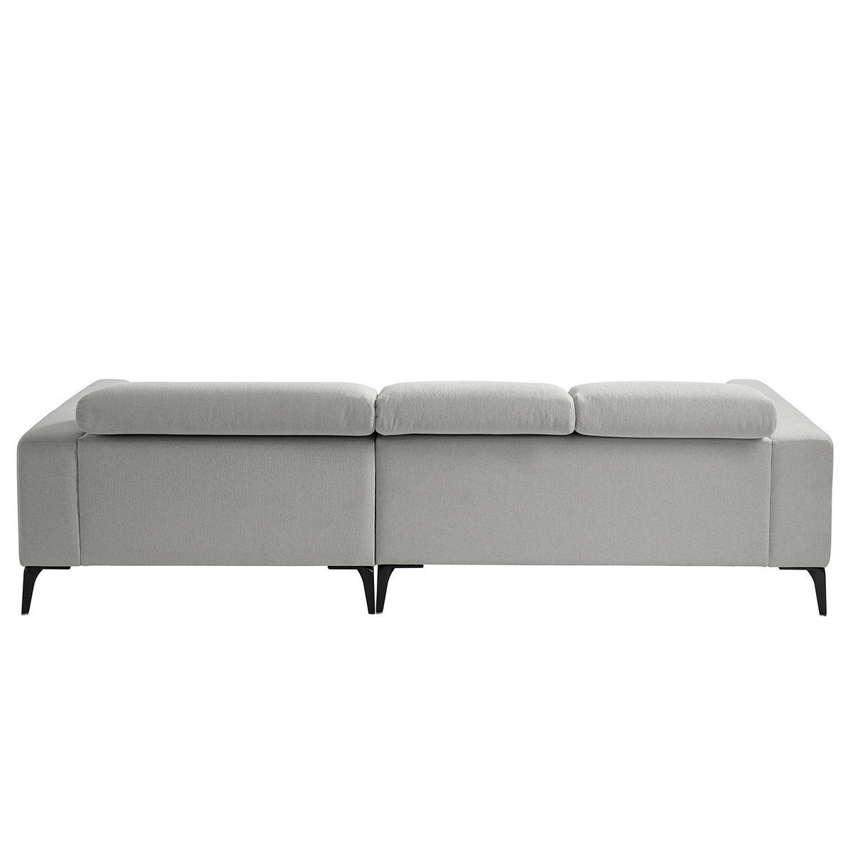 ECKSOFA mit Longchair - Hellgrau/Schwarz, Textil/Metall (265/180cm) - home24