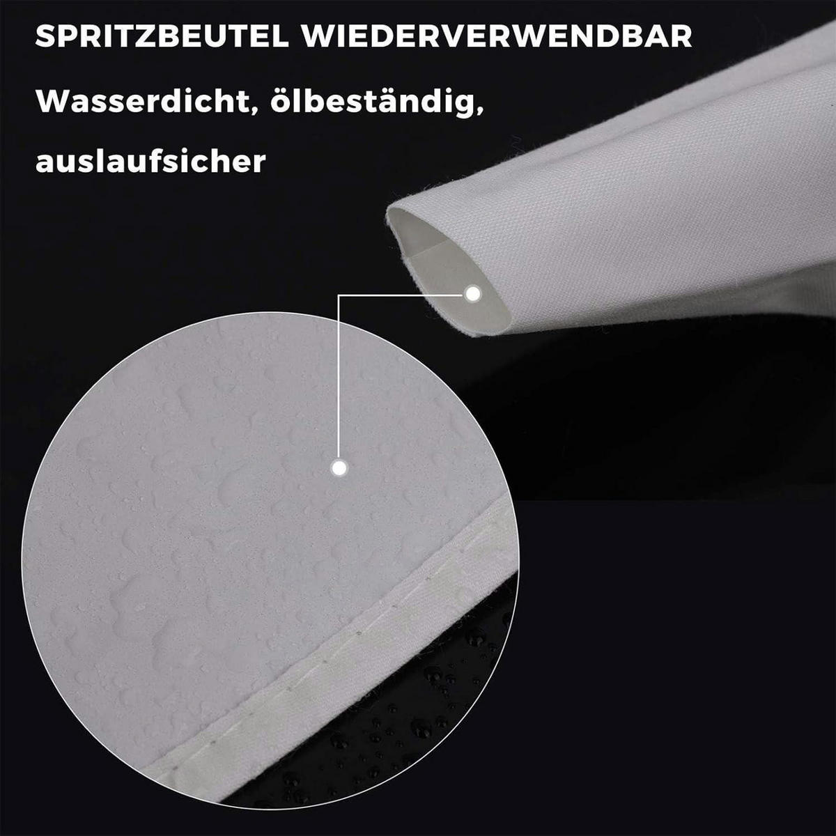 SPRITZBEUTEL Set 6-teilig mit Edelstahl-Tüllen - Silberfarben, Metall (23/40/40cm)