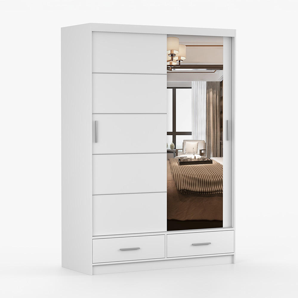 imoebel24 Kleiderschrank Weiß 150x218x61 cm