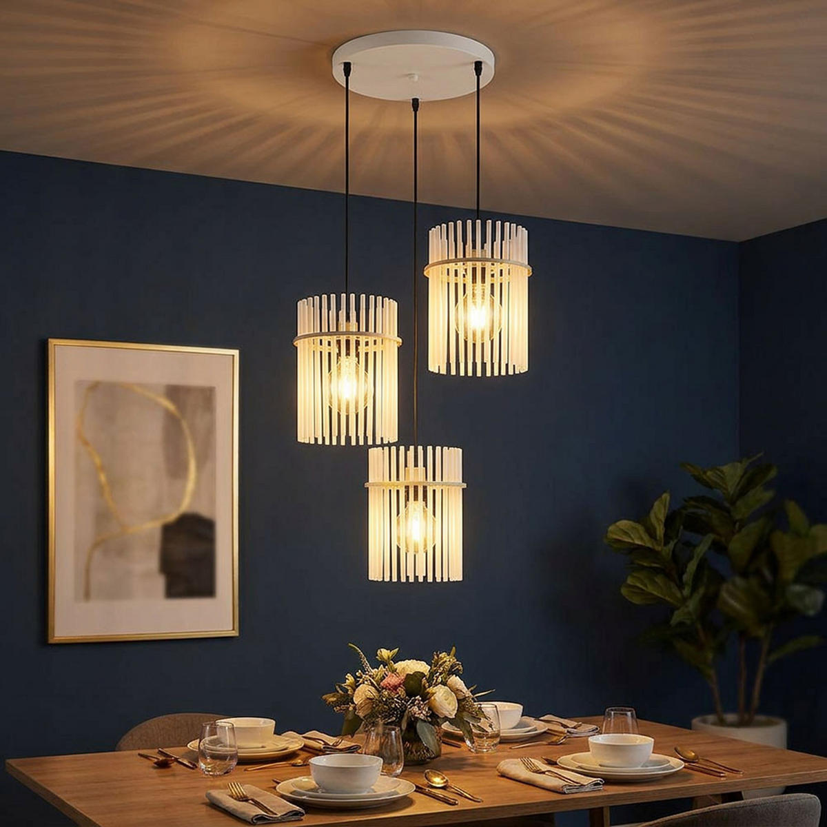 HÄNGELEUCHTE Gorley Metall/Glas Beige, höhenverstellbar - Beige, Glas (47/47/140cm) - Globo Lighting