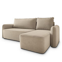 ECKSOFA DOLVER CL Beige Samtstoff mit Schlaffunktion - Beige, Holzwerkstoff/Textil (238/156cm) - MASSENO
