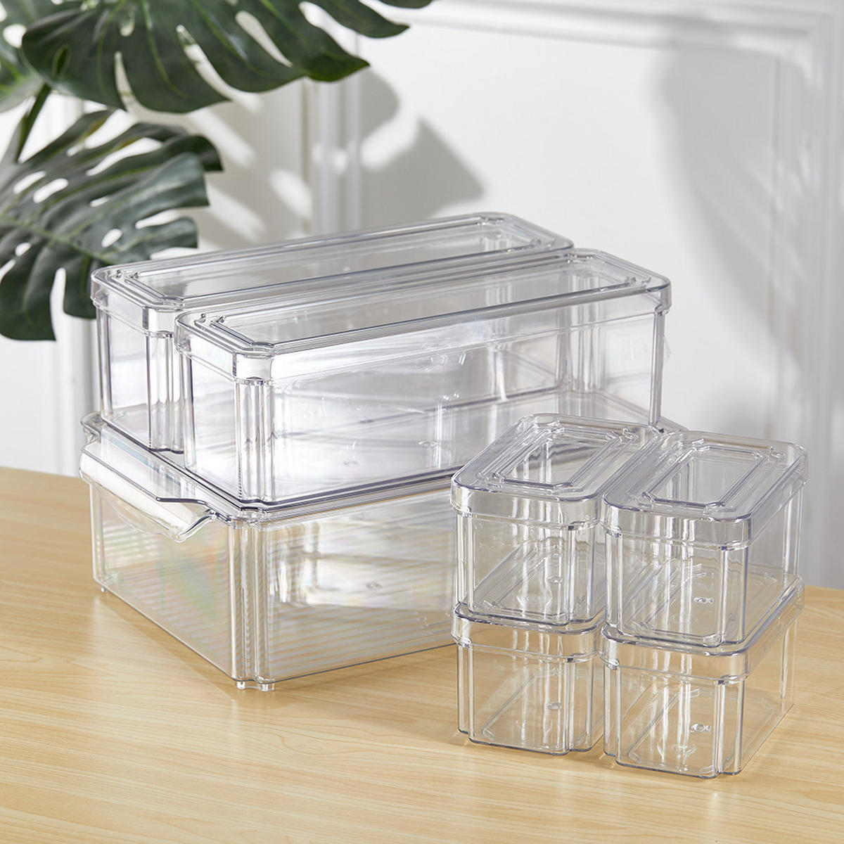 KÜHLSCHRANKBOXEN 7-TLG. mit Deckel Transparent PET - Transparent, Kunststoff (30/9.8/20cm) - Livingandhome
