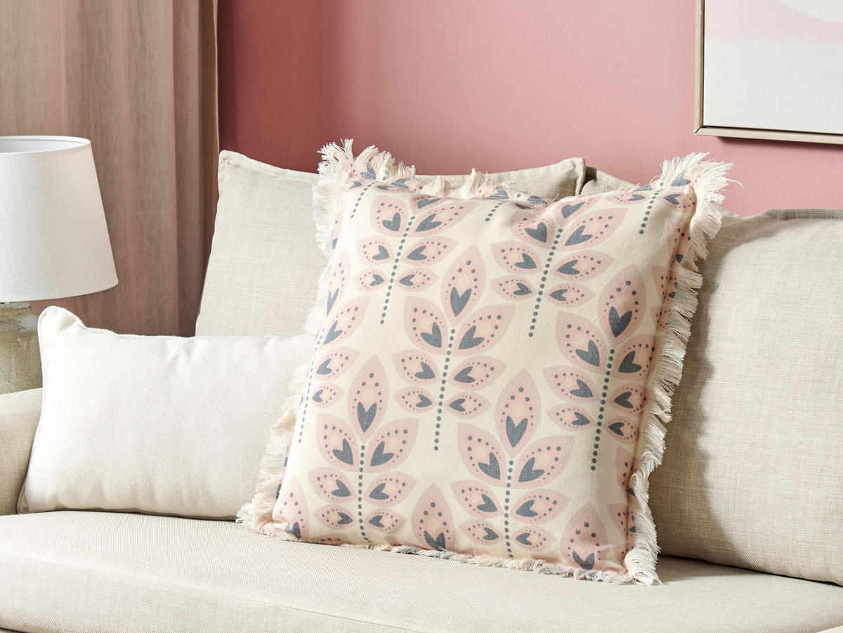 DEKOKISSEN Hellbeige 60/60 cm Rudbeckia - Beige, Textil (60/60cm) - Beliani