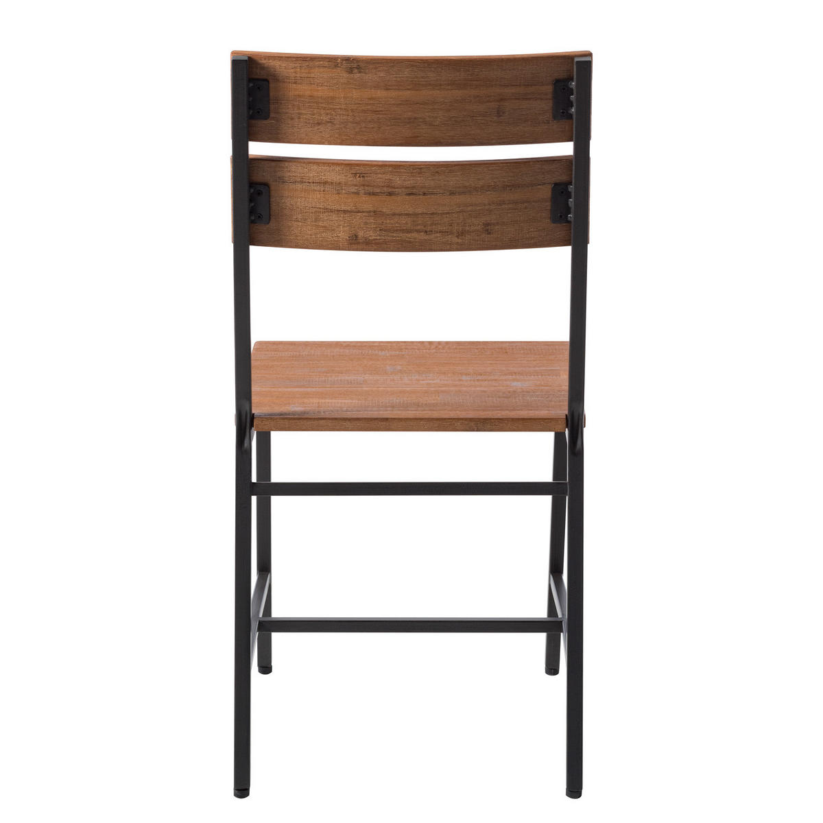 ESSZIMMERSTUHL - 2er-Set - Akazie massiv / Metall - Akazie - Schwarz - Braun, Holz/Metall (47/90/50cm) - home24