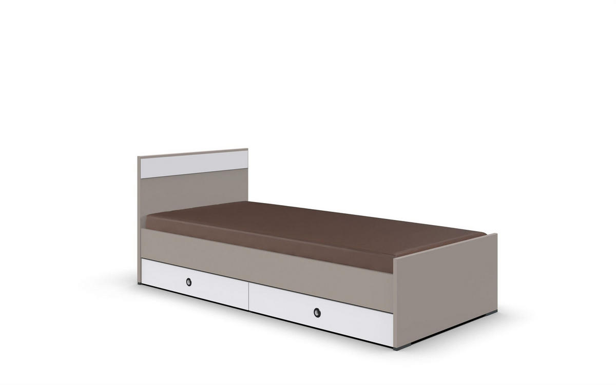 JUGENDZIMMER Bahamas Saharagrau- Weiß 7 teilig mit Drehtürenschrank - Grau, Holzwerkstoff (80/200/120cm)