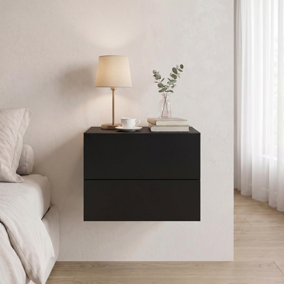HÄNGENDER NACHTTISCH ANNI schwarz - Schwarz, Holzwerkstoff (42/29/30cm) - CARO-Möbel