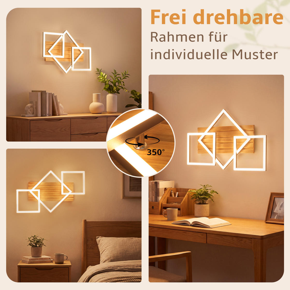 LED DECKENLEUCHTE Dravon 57/31/8.8 cm - Schwarz/Braun, Holz/Metall (57/31/8.8cm) - ZMH