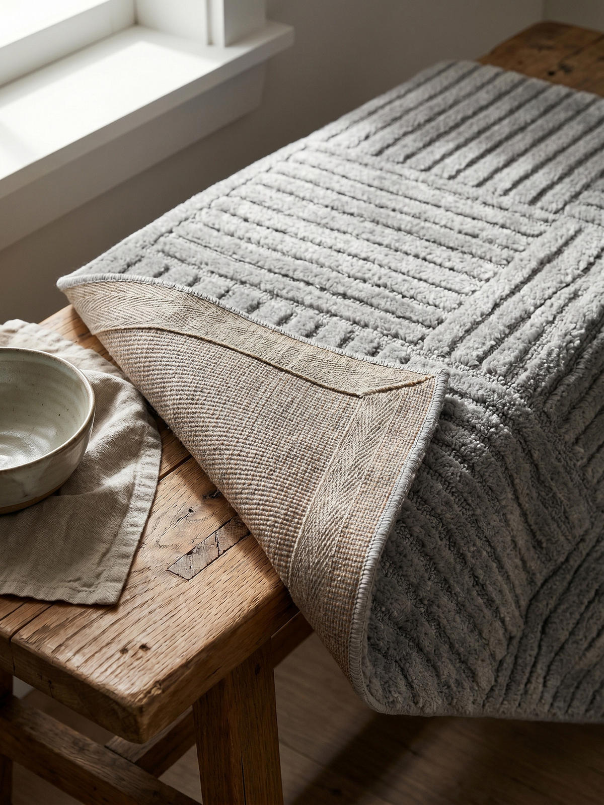 TEPPICH Hochflor RIGI in Silber, mit Cord-Streifen-Patchwork, 280 x 370 cm - Silberfarben, Textil (280/370cm) - KADIMA DESIGN