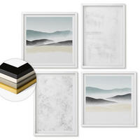 WANDBILDER 4er-Set - 50x50 cm & 40x60 cm Weißer Rahmen - Weiße Flecken auf Leinwandhintergrund - Weiß, Kunststoff (50/50cm) - ArtPrintCave