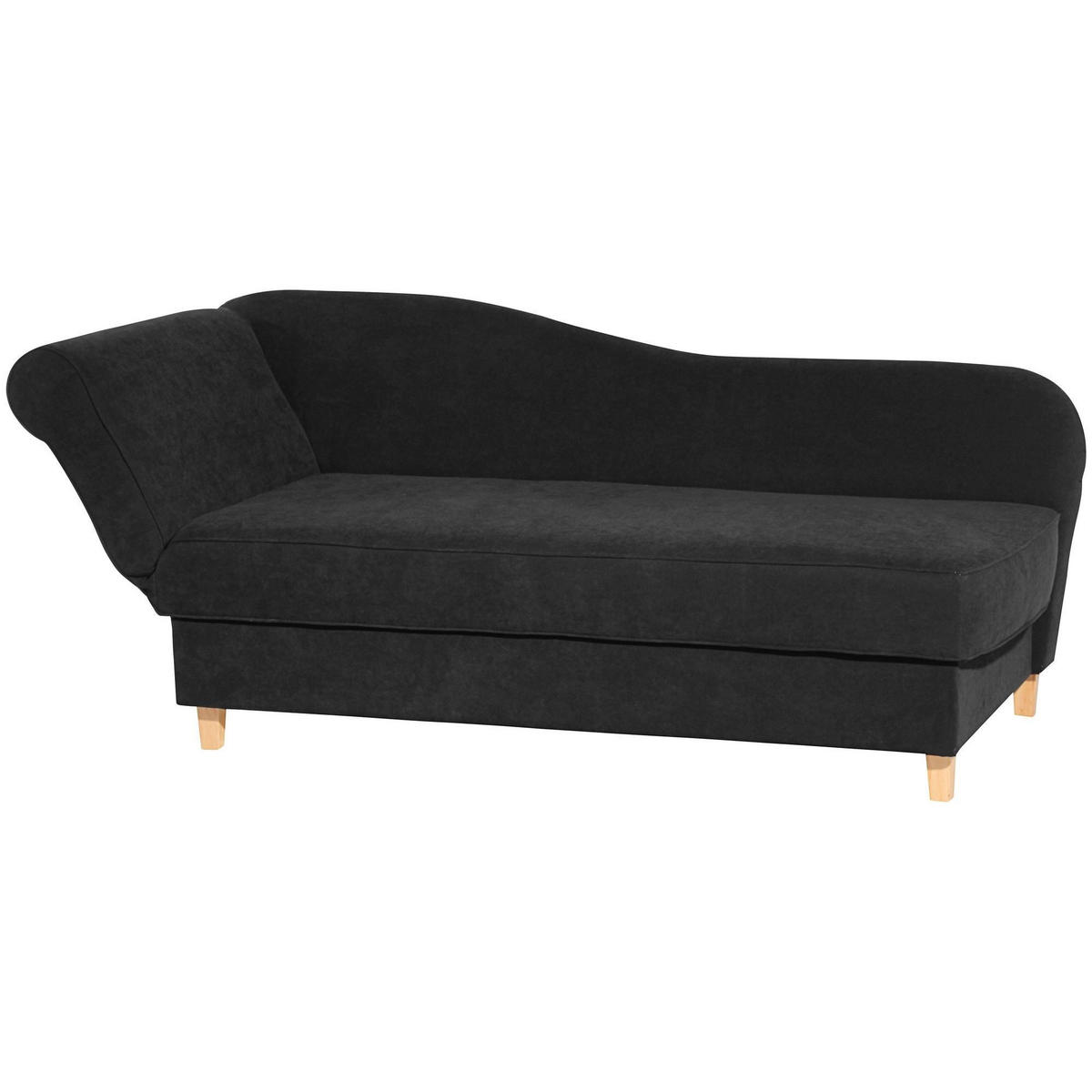 RECAMIERE mit Armteil links klappbar Katia Bezug Veloursstoff Buche natur / schwarz - Schwarz, Kunststoff (190/82/88cm) - 58aufmkessel