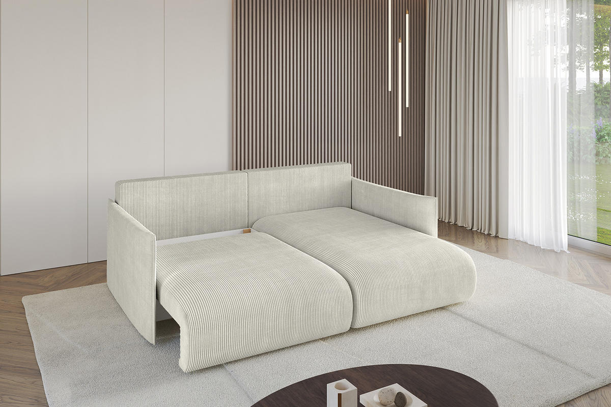 ECKSOFA Ottomane rechts ONESK-L 216x177x72 Hellgrau Cord - Ecru/Hellgrau, Holzwerkstoff/Kunststoff (177/216cm) - ALTDECOR