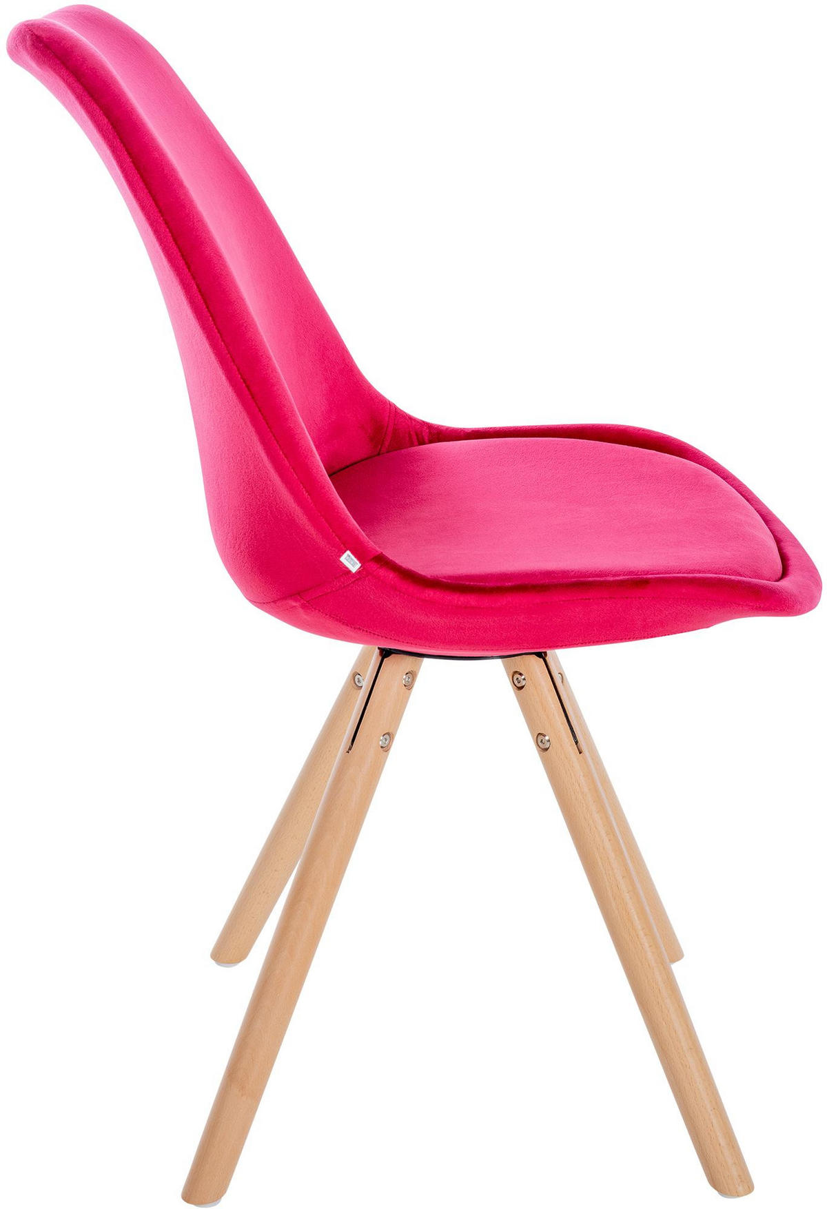 STUHL Samt rot - Eukalyptusholzfarben/Rot, Holz/Textil (48/81/54cm) - CLP