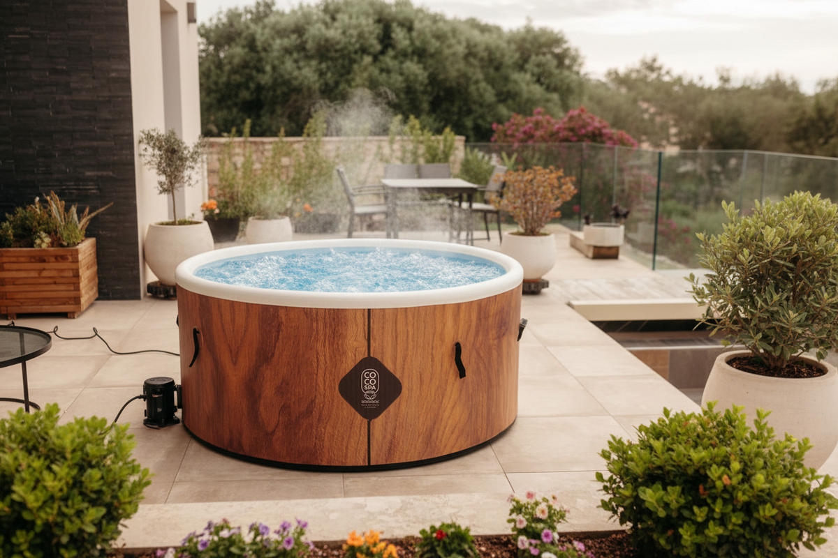 WHIRLPOOL Aufblasbarer Spa Tahiti 150 cm Durchmesser - 800 Liter Motor 2240 W - Für 2 bis 4 Personen - Braun, Kunststoff (150/70/70cm) - COCO SPA