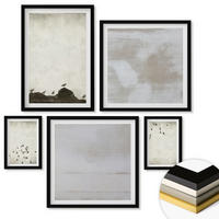 WANDBILDER 5er-Set - 50x50 cm & 20x30 cm & 40x60 cm Schwarzer Rahmen - Minimalistische Vögel im Flug - Schwarz, Kunststoff (40/60cm) - ArtPrintCave