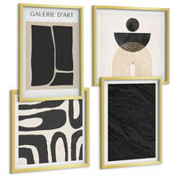 BILDER SET 4er Set - 50x50 cm & 40x60 cm Goldrahmen - Abstrakte Marmorformen - Goldfarben, Kunststoff (50/50cm) - TULUP