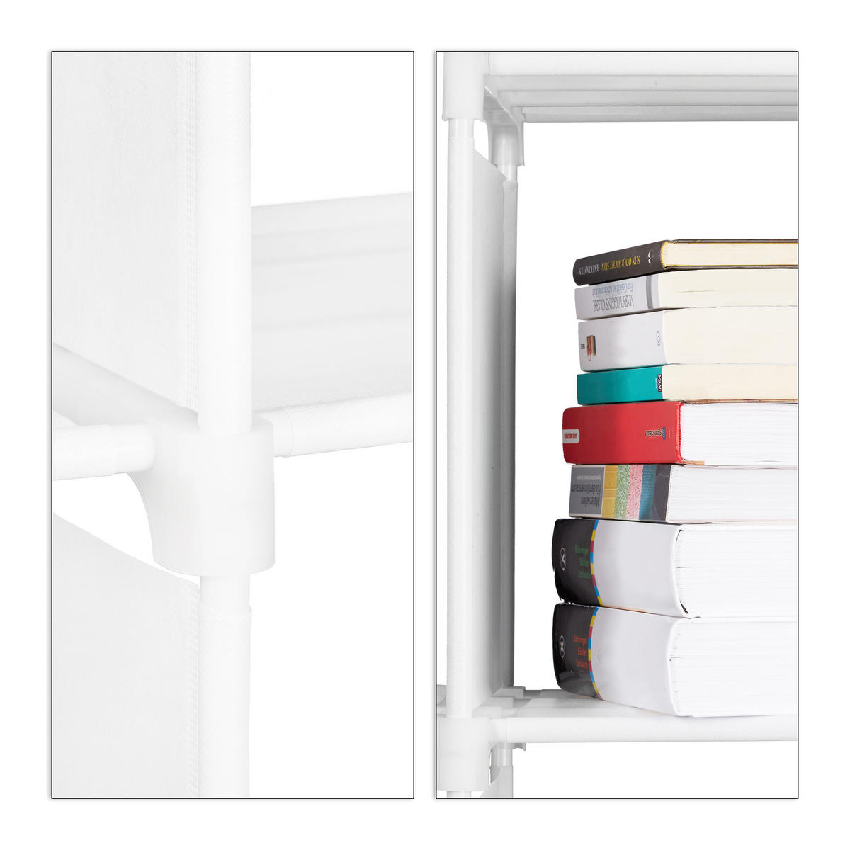 STUFENREGAL - Weiß, Textil (106/109/30cm) - Relaxdays