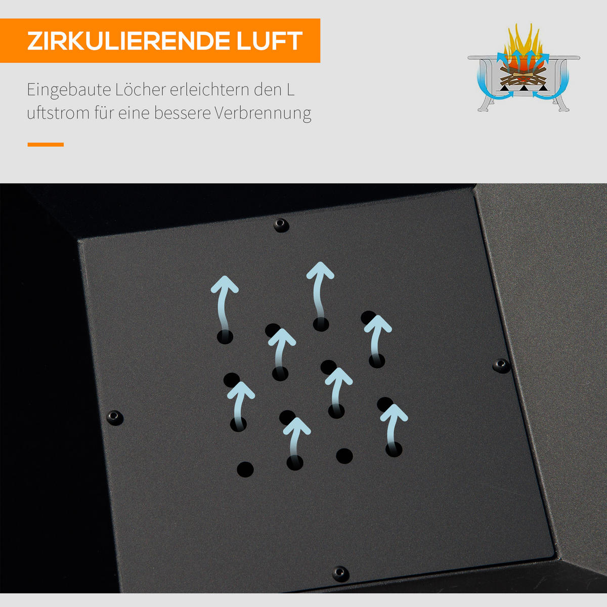 FEUERSCHALE, Stahl, Schwarz - Schwarz, Metall (45/34/45cm) - Outsunny