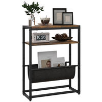 BEISTELLTISCH DE-15764 mit Zeitschriftenhalter Schwarz - Braun, Metall (43/18/56cm) - ComfortXL