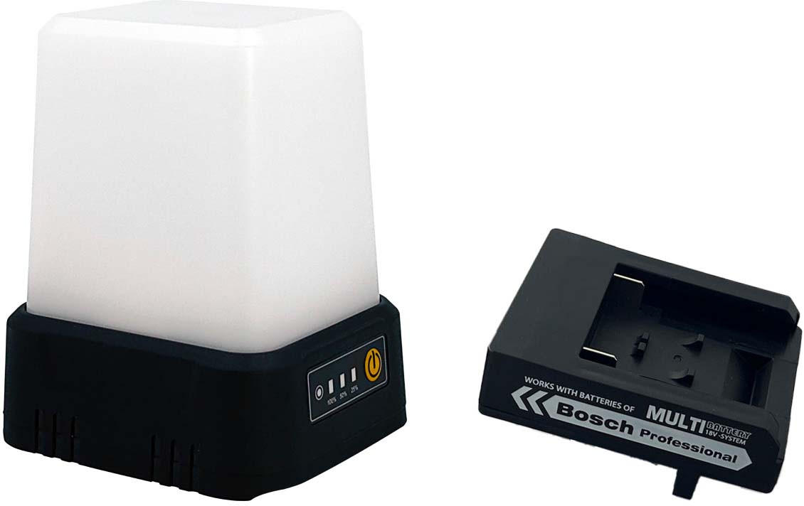 LED-ARBEITSLEUCHTE 360° 3-stufig dimmbar 1600lm mit Adapter für 18V Bosch Akkus - Schwarz, Kunststoff (10.4/8.6/13.8cm) - Northpoint