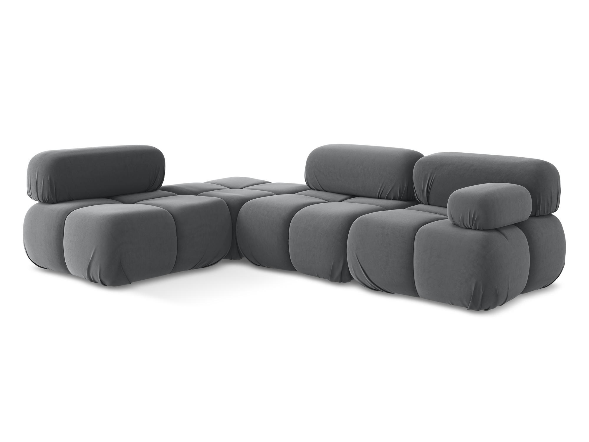 ECKSOFA Links Samt Stoff Grau - Dunkelgrau/Schwarz, Kunststoff/Textil (190/285cm) - Makamii