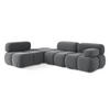 ECKSOFA Links Samt Stoff Grau - Dunkelgrau/Schwarz, Kunststoff/Textil (190/285cm) - Makamii