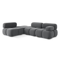 ECKSOFA Links Samt Stoff Grau - Dunkelgrau/Schwarz, Kunststoff/Textil (190/285cm) - Makamii