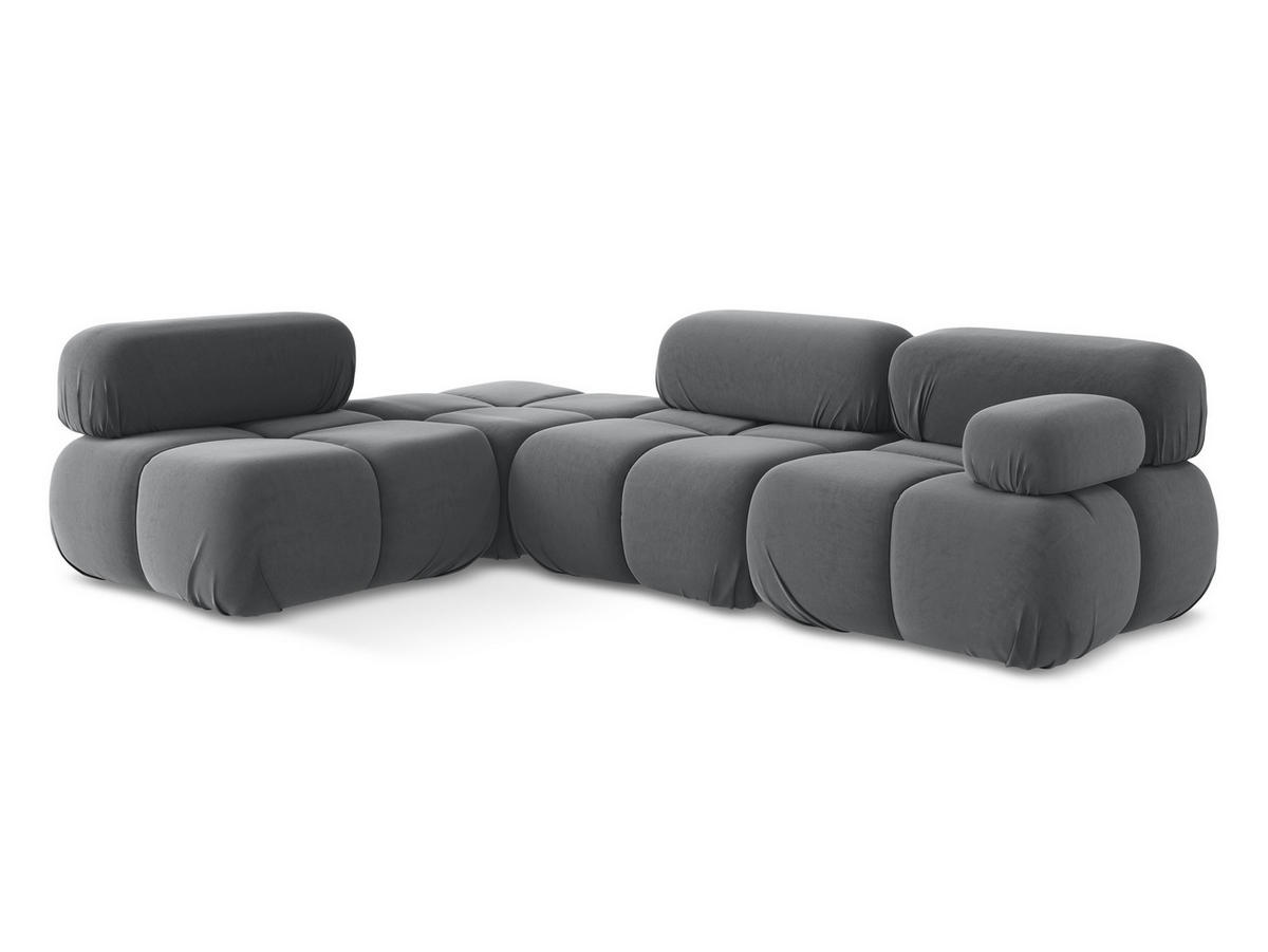 ECKSOFA Links Samt Stoff Grau - Dunkelgrau/Schwarz, Kunststoff/Textil (190/285cm) - Makamii