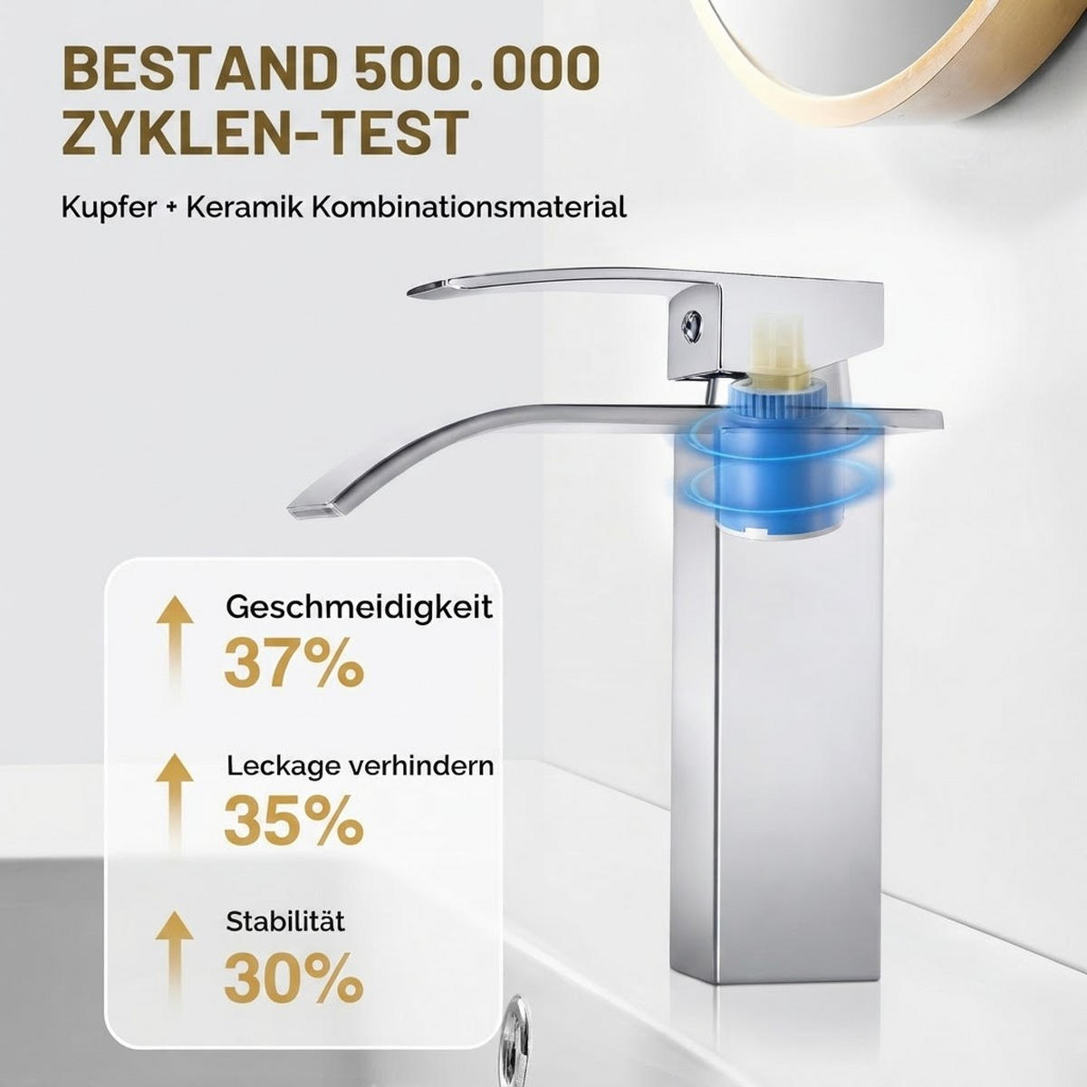 BADEZIMMERARMATUR, 24,5 cm hoch, silber - Silberfarben, Metall (26/7/20cm) - Vallsero