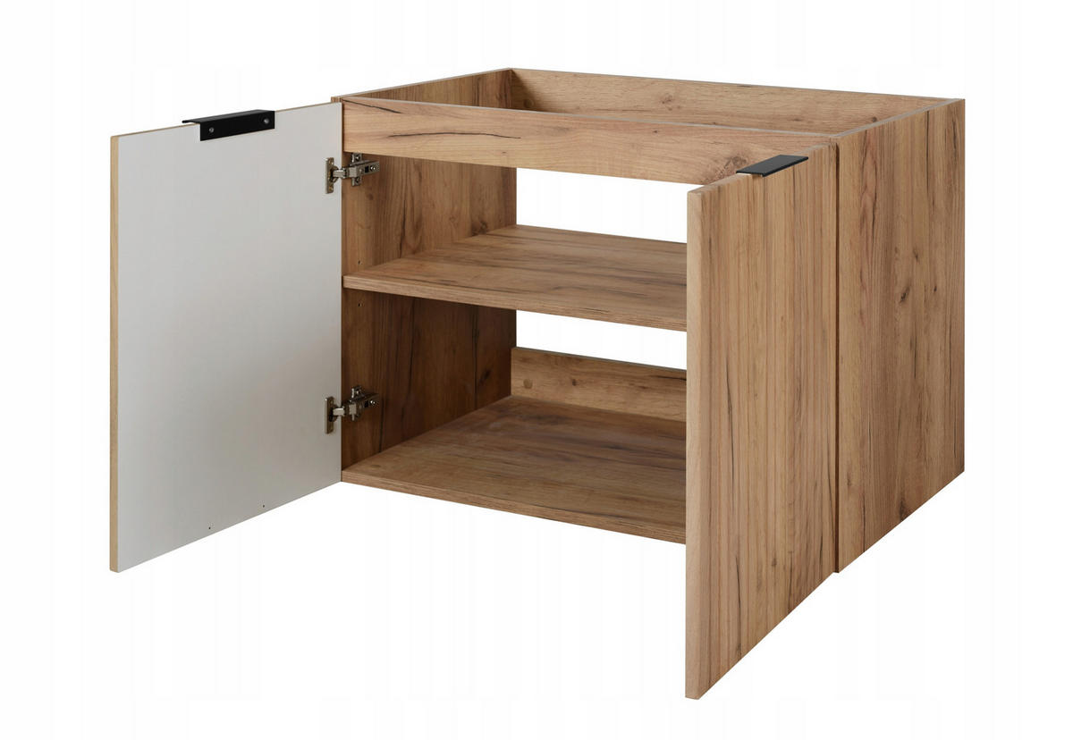 WASCHBECKUNTERSCHRANK FLOW + Platte Schwarz matt 140/57/46 cm - Schwarz, Holzwerkstoff (140/57/46cm) - Rodan