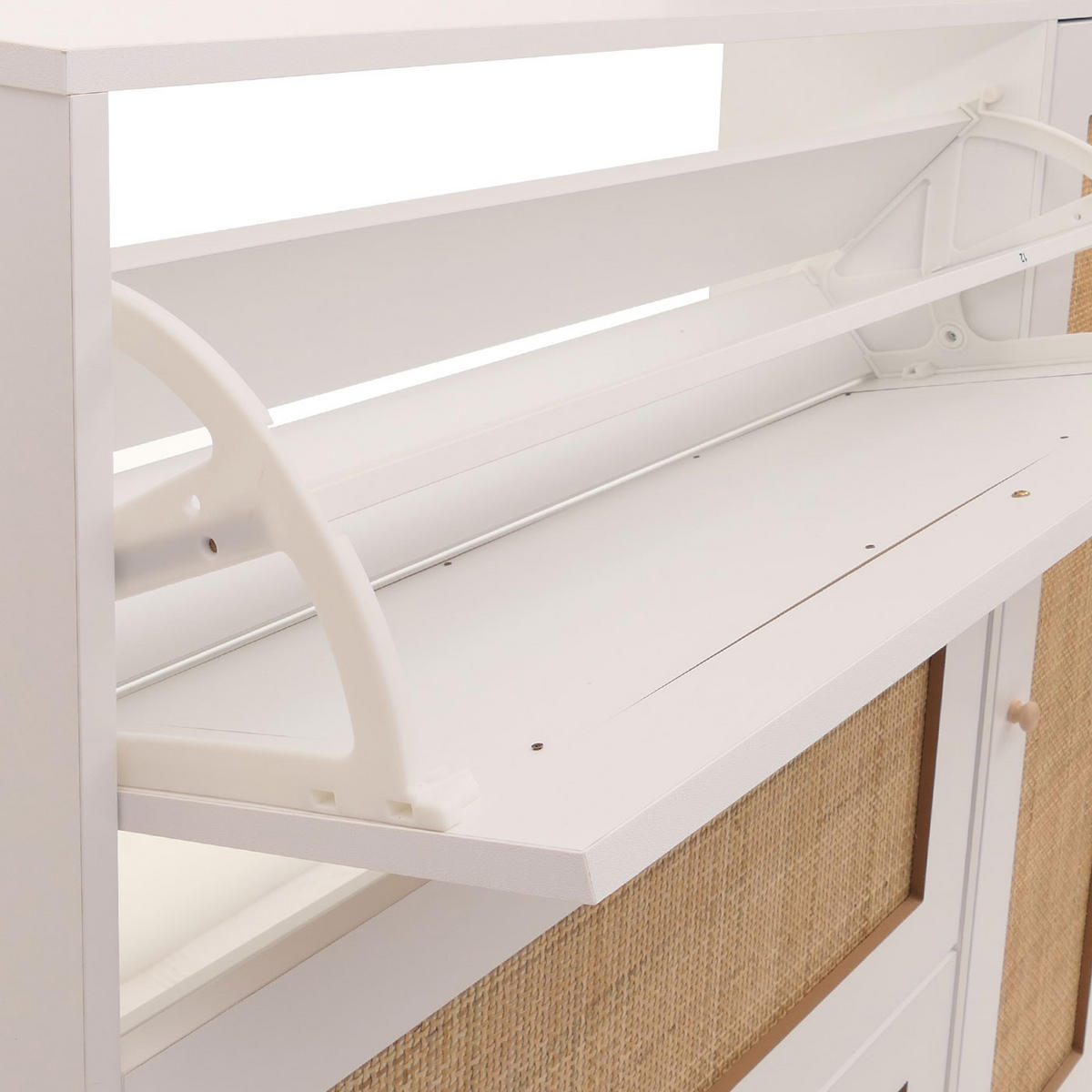 RATTAN-SCHUHKIPPER Weiß - Weiß, Holz (120/127/24cm) - MCW
