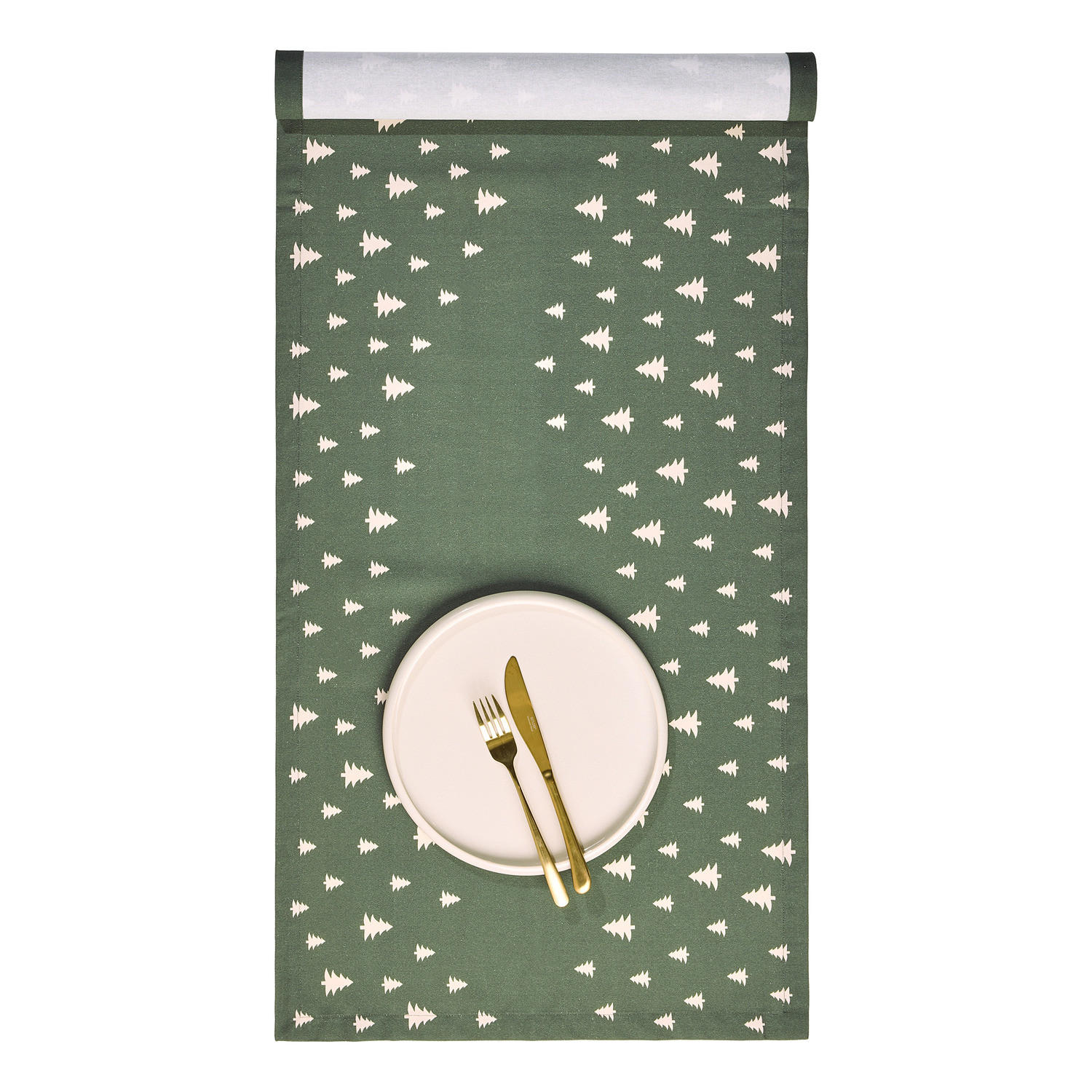 TISCHLÄUFER Trees - Grün, Textil (50/160cm) - BUTLERS