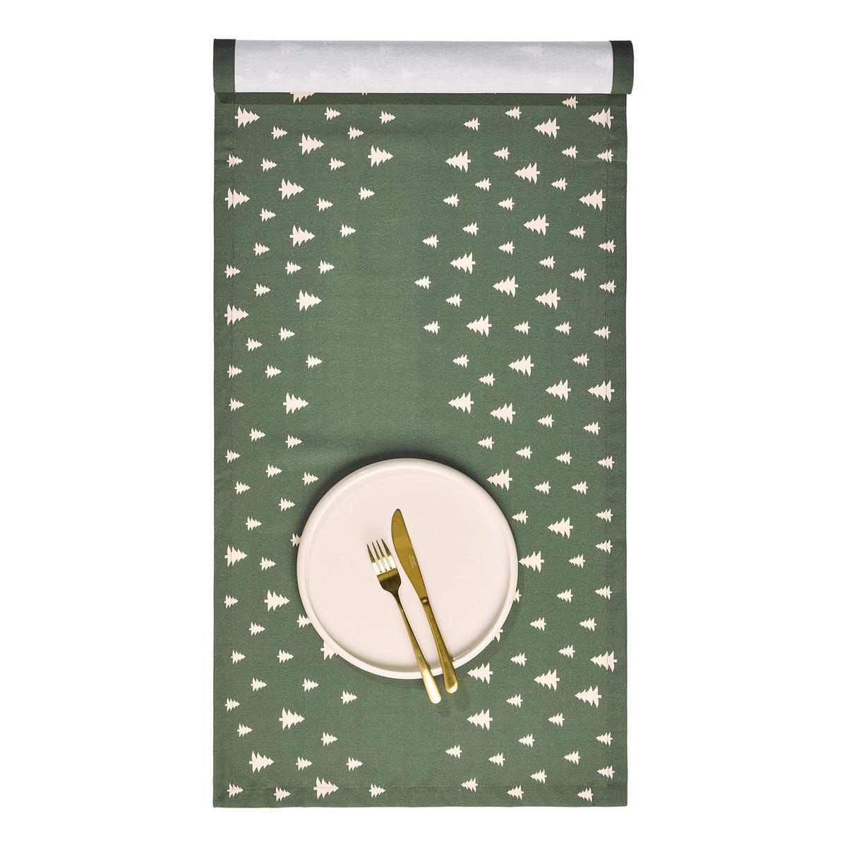 TISCHLÄUFER Trees - Grün, Textil (50/160cm) - BUTLERS