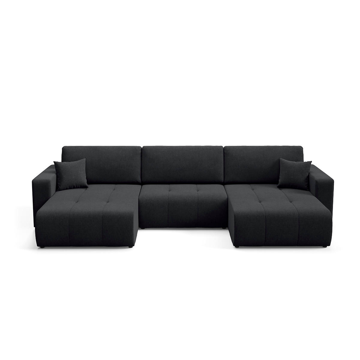 PANORAMASOFA Giulia 5 Sitzplätze Schwarz - Schwarz, Holz (344/82/149cm) - Petits-meubles