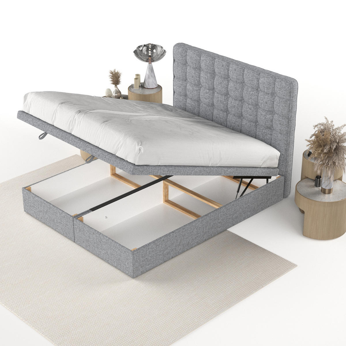 POLSTERBETT Celestia mit Stauraum 180/200 cm Grau im Alta Stoff - Schwarz/Grau, Holz/Holzwerkstoff (180/200cm) - AltaBeds