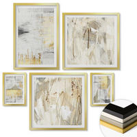 WANDBILDER 5er Set - 50x50 cm & 20x30 cm & 40x60 cm Goldrahmen - Abstrakte minimalistische Muster - Goldfarben, Kunststoff (40/60cm) - ArtPrintCave