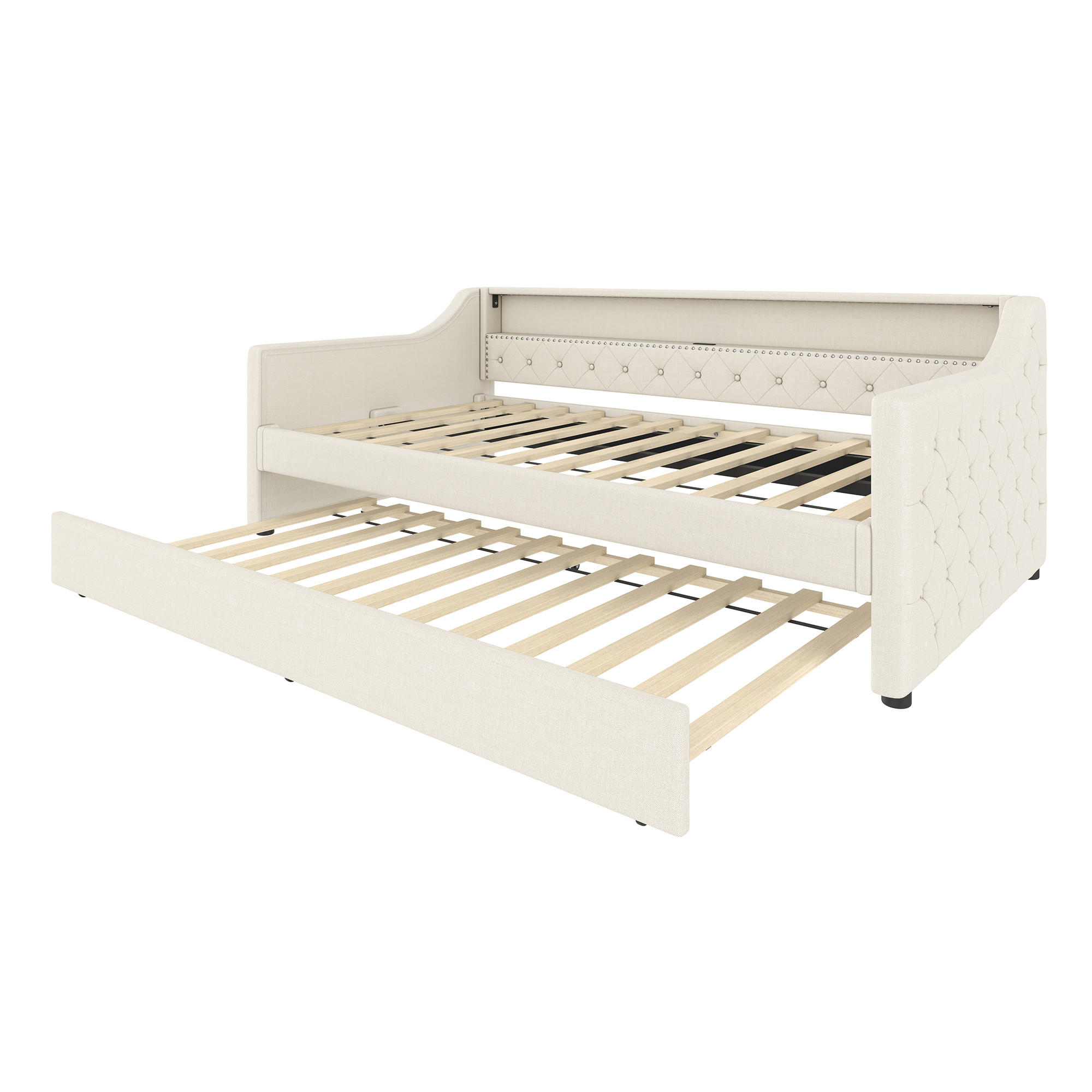 AUSZIEHBETT 90/200 cm DE-04872, mit LED in Beige - Beige, Holzwerkstoff (90/200cm) - ComfortXL