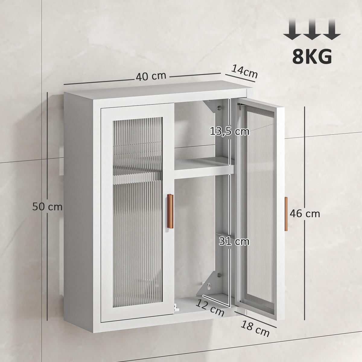 HÄNGESCHRANK Weiß 1 Stück - Weiß, Metall (40/50/14cm) - GiPP