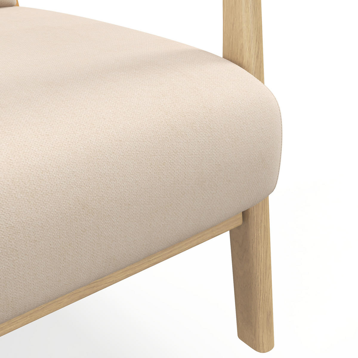 ARMLEHNSTUHL DE-13201 3 Kissen & tiefe Sitzfläche Beige - Beige, Holz (78/76/61cm) - ComfortXL