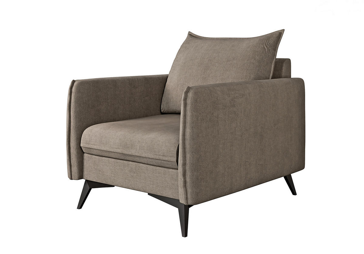 SESSEL Pulse Dunkelbeige Luxusmicrofaser - Beige/Schwarz, Holz/Textil (74/86/31cm) - S-Style Möbel