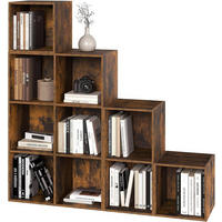 REGALE Bücherregal mit 10 Fächern, 120 x 120 x 30 cm, Vintagebraun - Dunkelbraun, Holzwerkstoff (120/120/30cm) - Woltu
