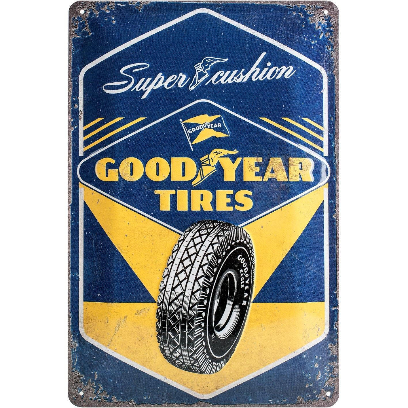 BLECHSCHILD 20/30 cm Goodyear Super Cushion - Multicolor, Metall (20/30/0.2cm) - Nostalgic-Art