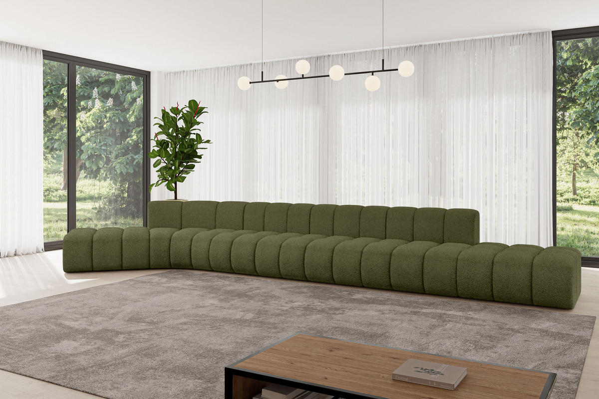 ECKSOFA modulares Sofa Solven-L3 - 562x174x70 cm Grün - Grün, Holzwerkstoff/Textil (562/174cm) - ALTDECOR
