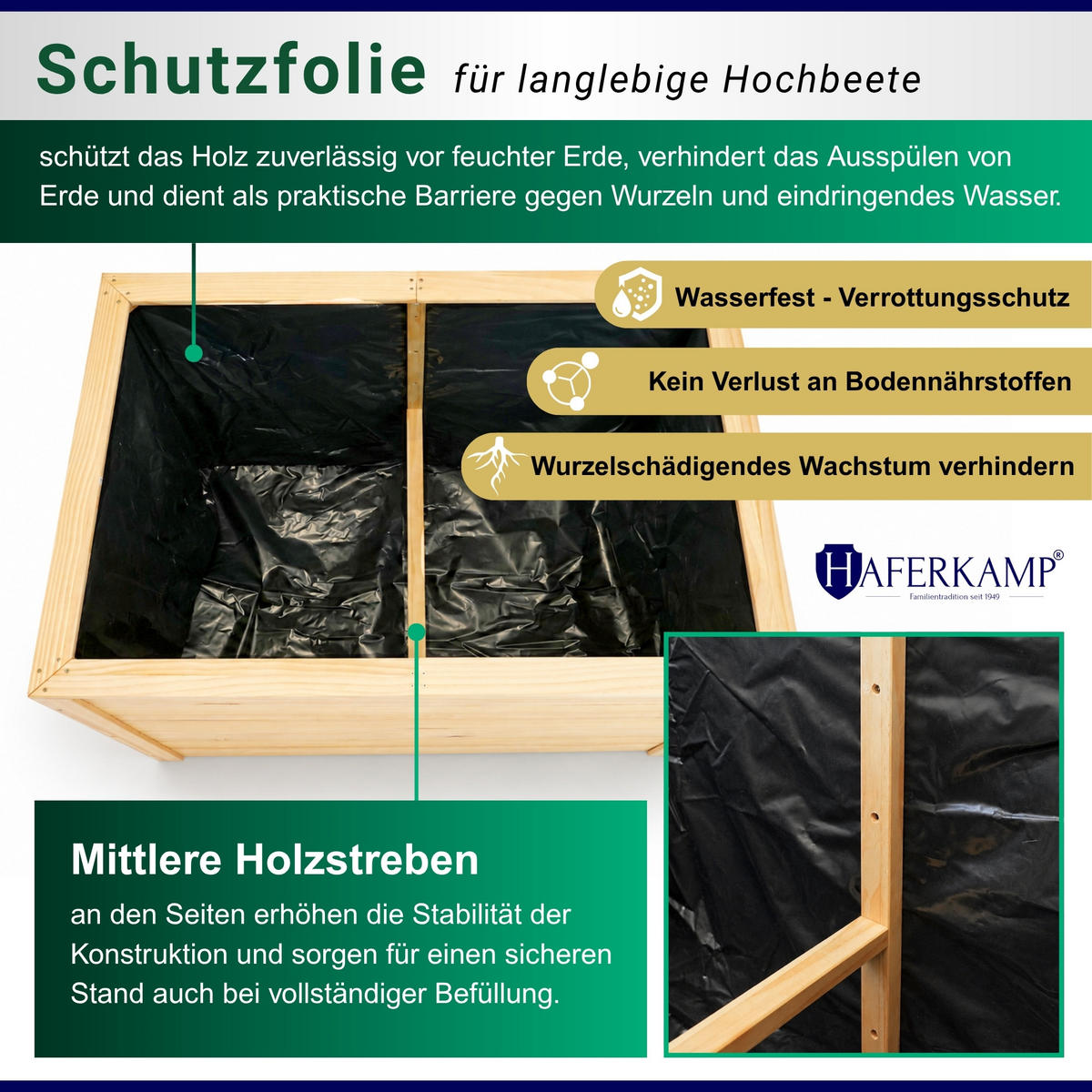 HOCHBEET HARZ aus Holz mit Schutzfolie 76x150x79 cm Außenbereich Natur Holz - Naturfarben, Holz (150/76/79cm)