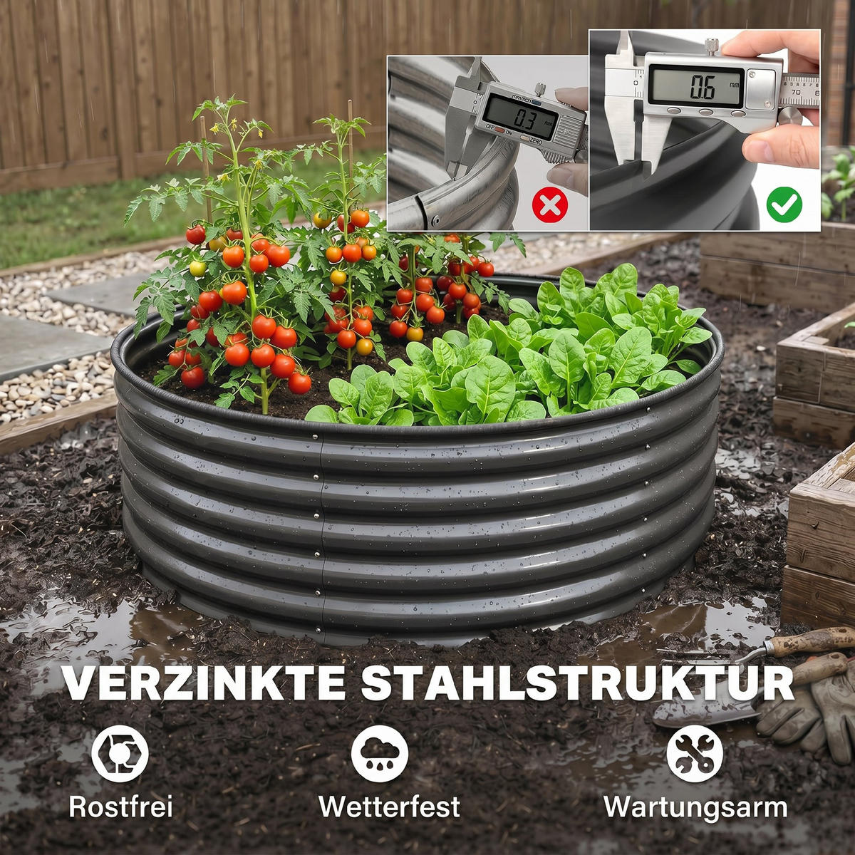 HOCHBEET - Dunkelgrau, Metall (120/43/120cm) - Outsunny